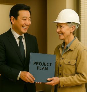image of man and woman planning a project