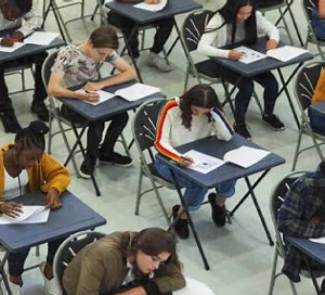 image of students taking a test